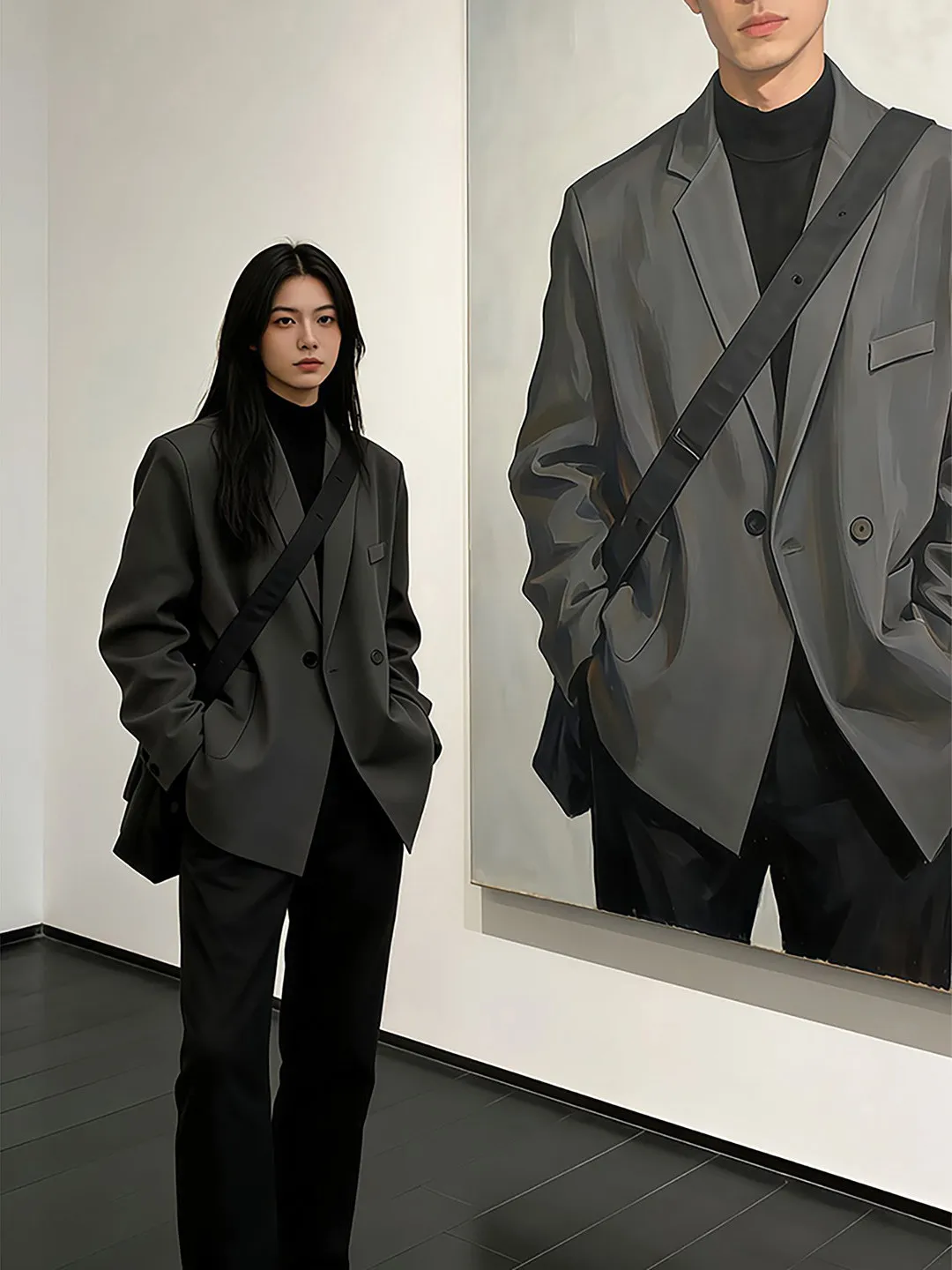 

Deep ey Briti Sle Men's Suit Jaet oulder Fit Spring Autumn Casual Faion Anti-Wrinkle Long Sve Regular Length