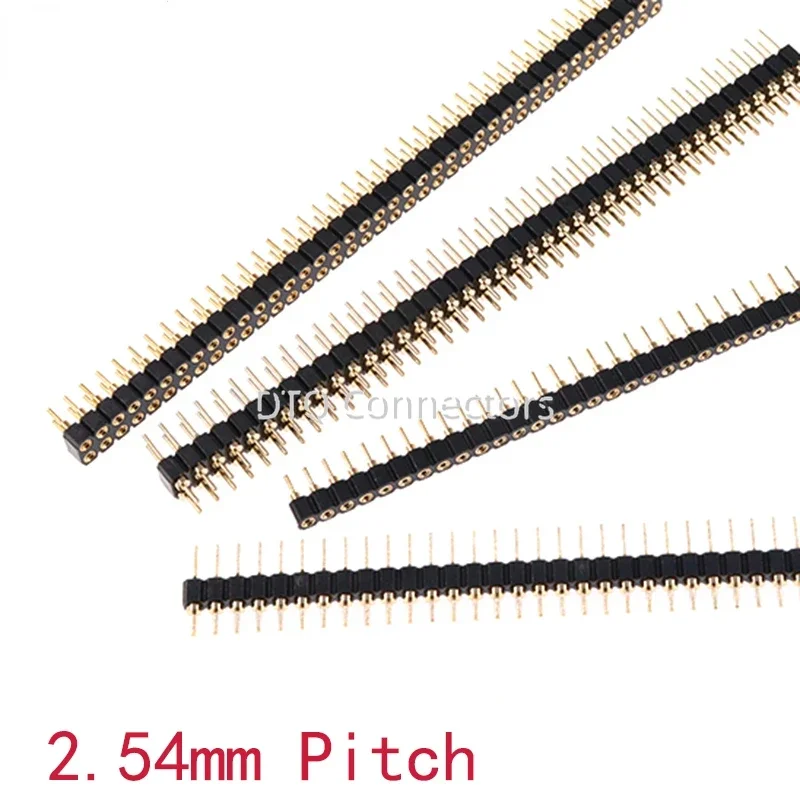 5Pcs 2.54mm 40Pin 1x40P/2x40P Round Male Female Header PCB Socket Board Single Row for Electronic Components