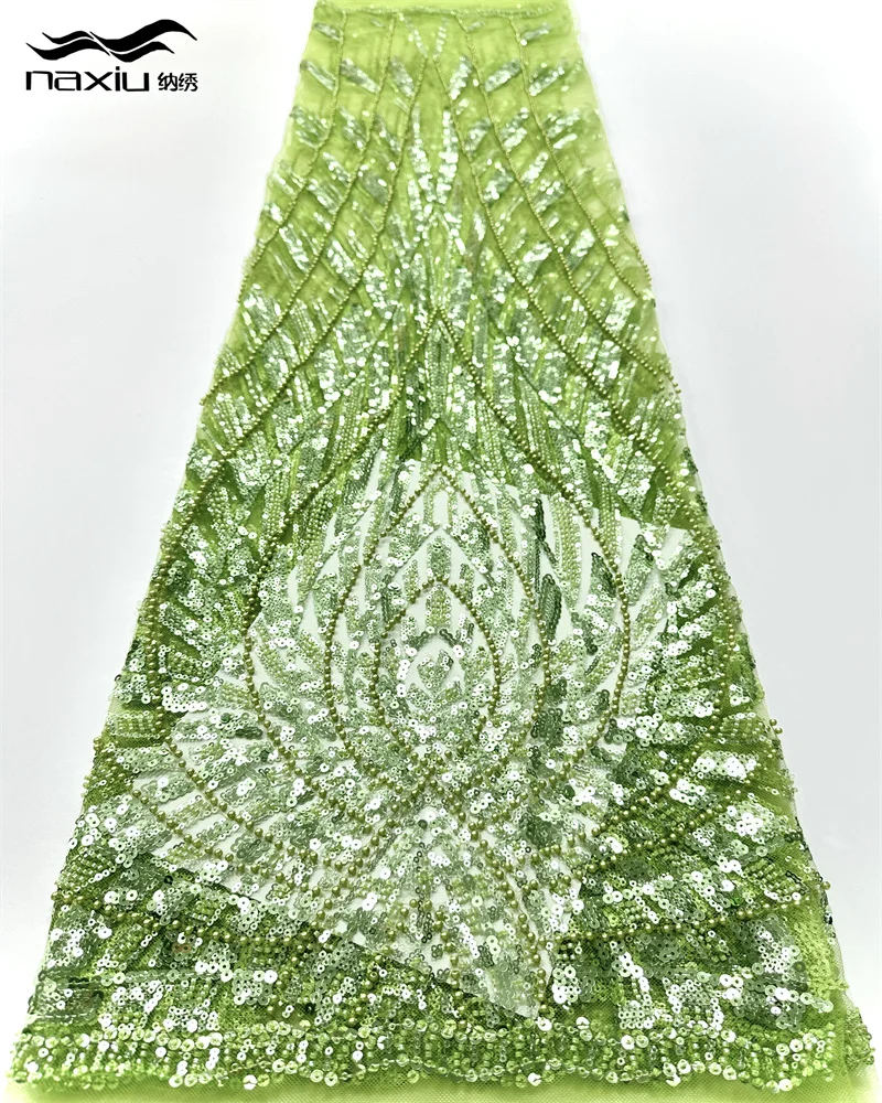 

Африканская кружевная ткань Madison, 2025 г., кружевная ткань ручной работы с бисером, Франция, блестки, нигерийская вышивка, свадебная сетчатая кружевная ткань для шитья