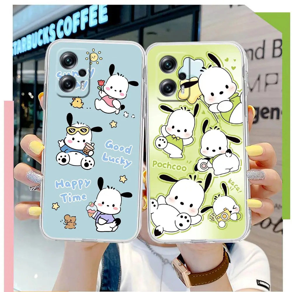 Transparent Clear Phone Case For Redmi NOTE 12 11 11T 11E 9 8 7 Pro PLUS 4G 5G Case Funda Coque Capa Shell Cartoon Cute Pochacco