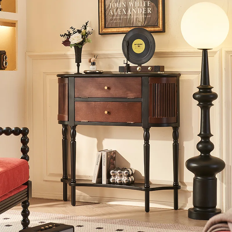 AOLIVIYA French Solid Wood Cabinet Kitchen Dish Sideboard Living Room Wine Tea Storage Cabinet Restaurant Display Cabinet