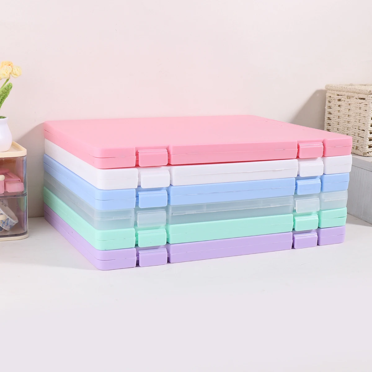 1 قطعة صندوق ملفات A4 2 في 1 أداة تنظيم تخزين المستندات والصور المحمولة بدون مشابك لوحة كتابة للاستخدام المكتبي