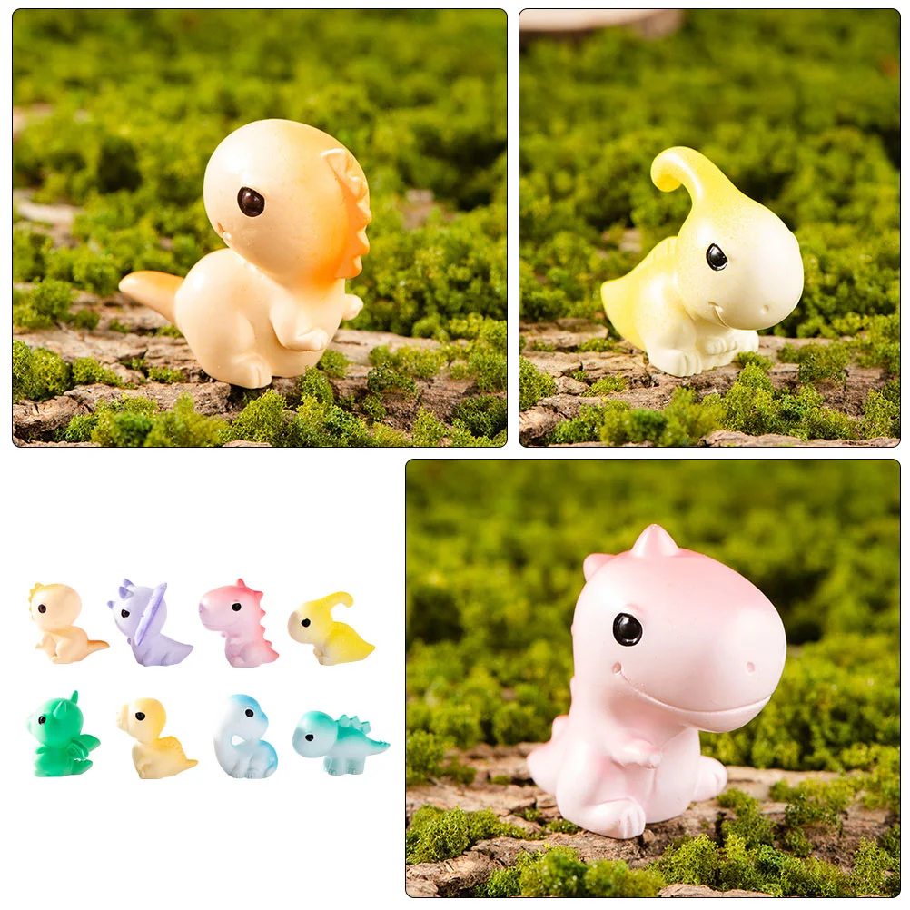 8 Pcs Dinosaur Ornaments Eggs Toy Mini Toys Animal Model Figurine Microlandscape Models Miniature