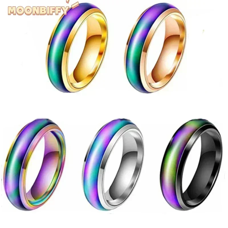 Uloveido High Quality Stainless Steel Changing Color Mood Rings Feeling Emotion Temperature Ring anillos mujer кольца