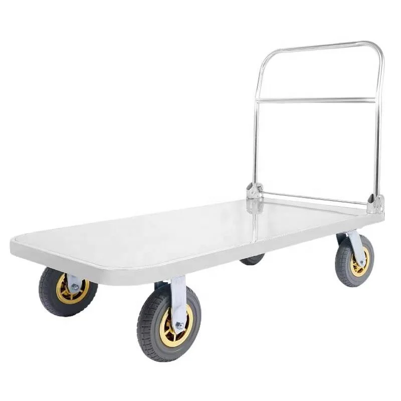 

Stainless Steel Flatbed Trolley Bracket Folding Silent Heavy Four-wheel Trailer Manual Car