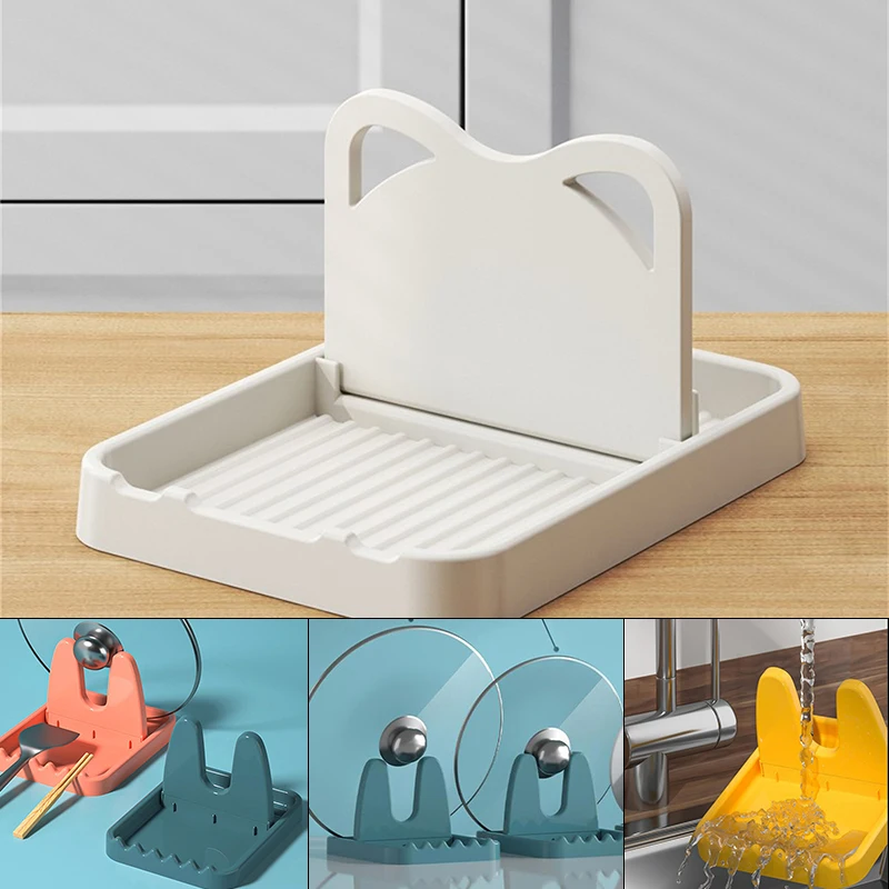 

Kitchen Pot Cover Shelf Countertop Multifunctional Vertical Foldable Wall-Mounted Soup Spoon Storage Rack Spoon Storage Rack