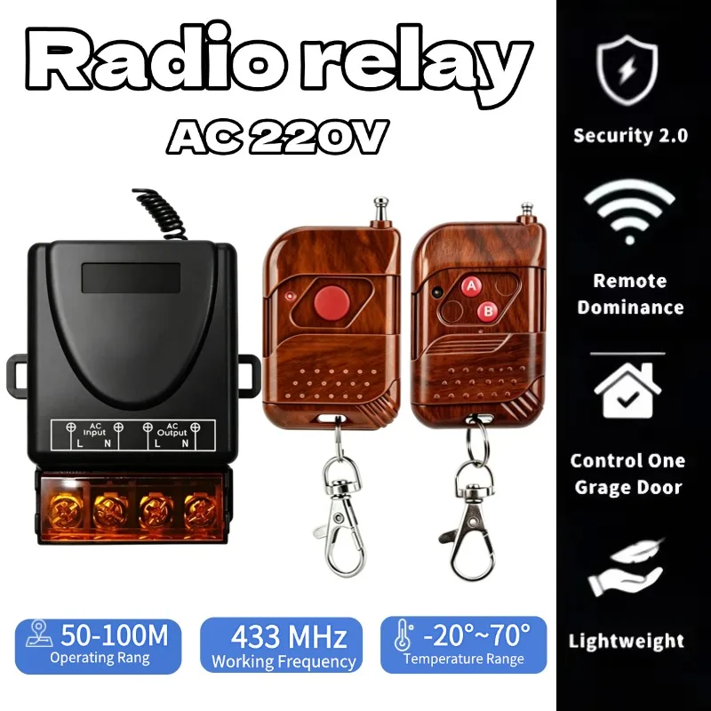 AC220V 433Mhz Remote Control Switch Hign Power On off Remote Control Transmitter for Water Pump Motor LED/Electric Appliance