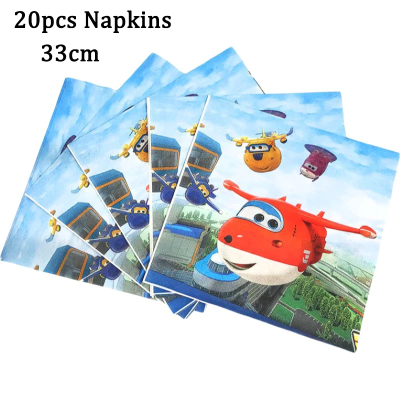 Super Wings Junge Geburtstag Party Dekoration Einweg Platte Jett Aluminium Film Ballon Cartoon Jet Flugzeug Baby Dusche Liefert