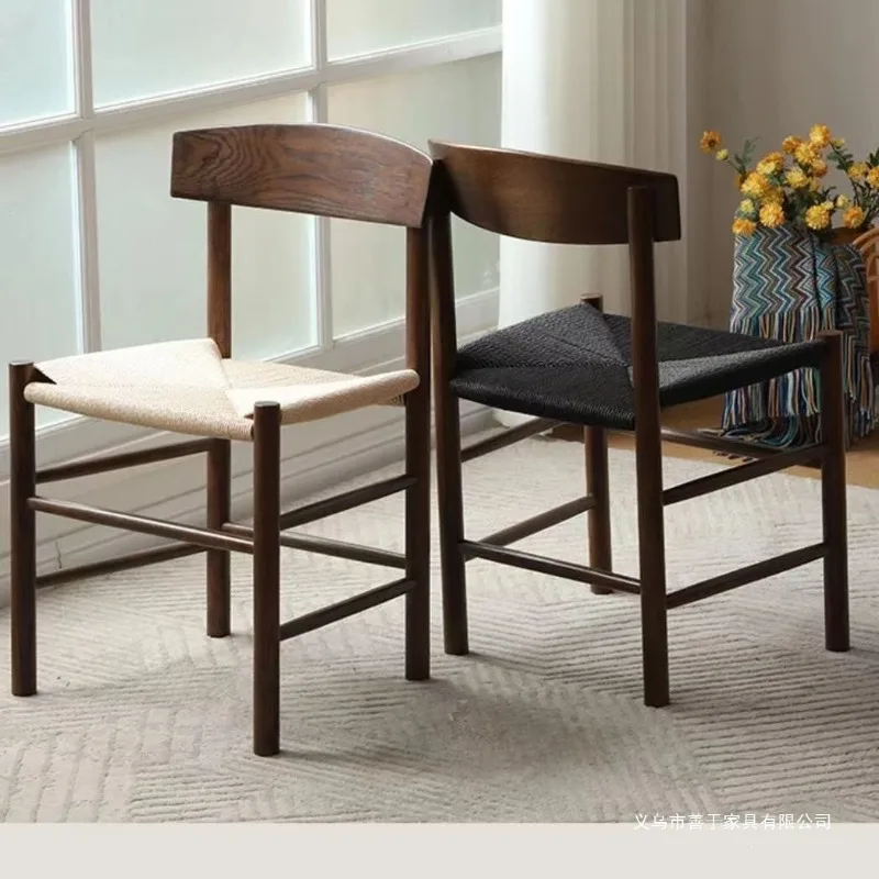 Small apartment back chair retro chair household medieval dining chair solid wood dining table