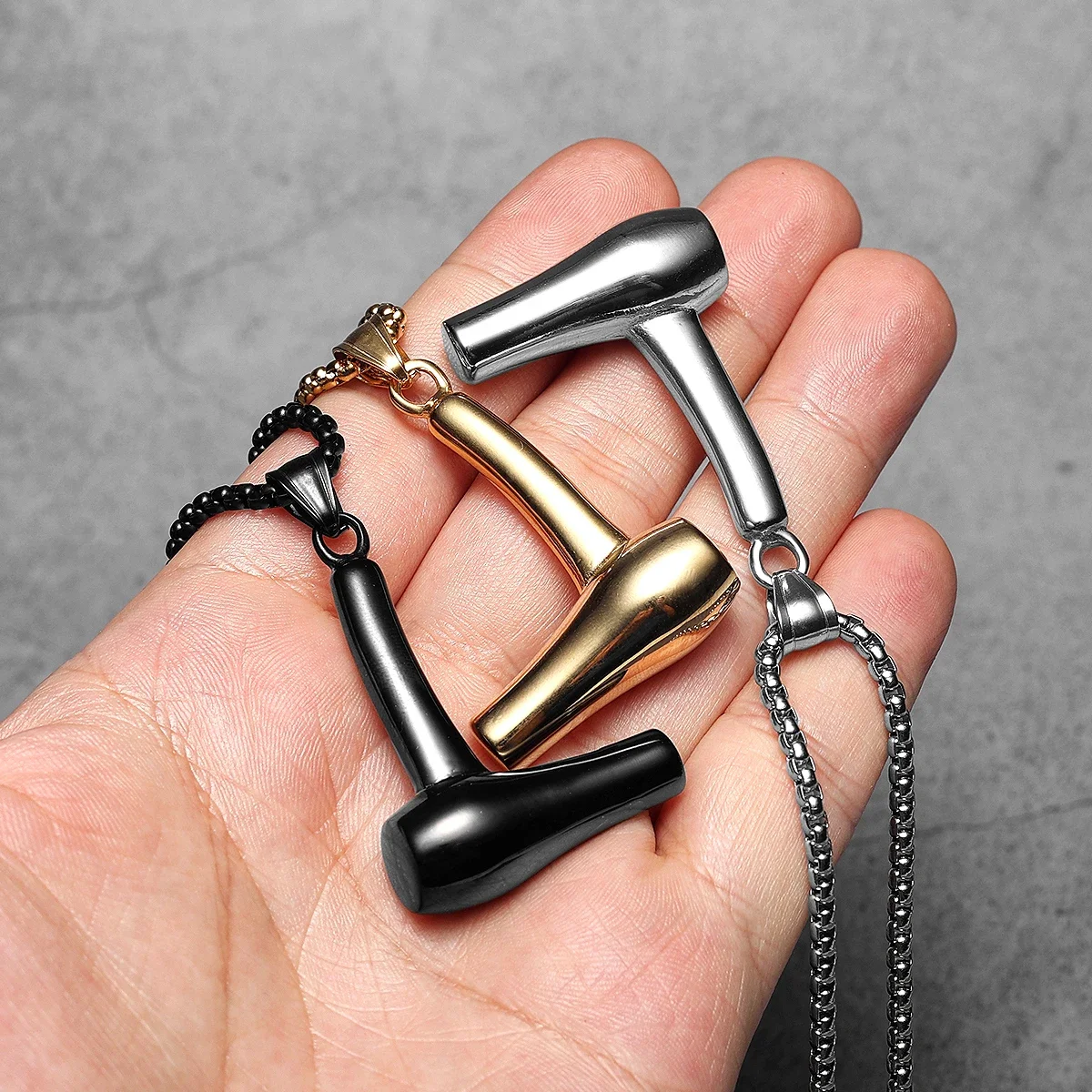 Barber Hair Drier Stainless Steel Man Necklaces Pendant Chain Simple Punk For Women Fashion Jewelry Gifts Wholesale Dropshiping