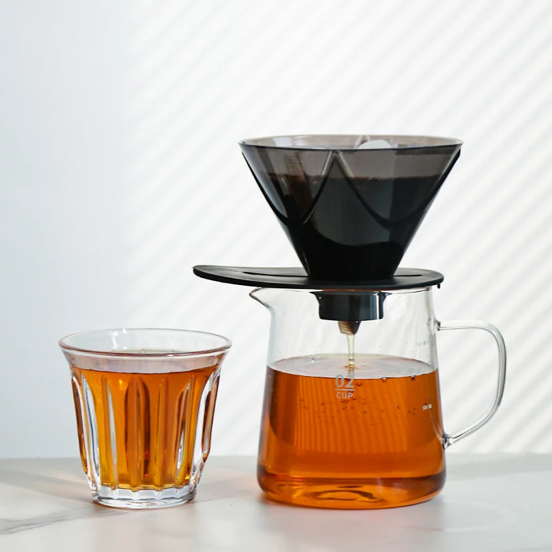 Neuer Cross Star Filter, einzigartiges Design, Tassen-Kaffeetropfer, abnehmbare Basis, schwarzer Kunststoffbecher zum Übergießen von Kaffeefiltern
