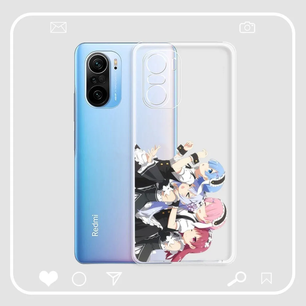 ReZERO Ram Rem Anim Phone Case For Samsung S 20 21 22 23 for Redmi Note7 8 9 10 for Huawei P20 30 40 Clear Case