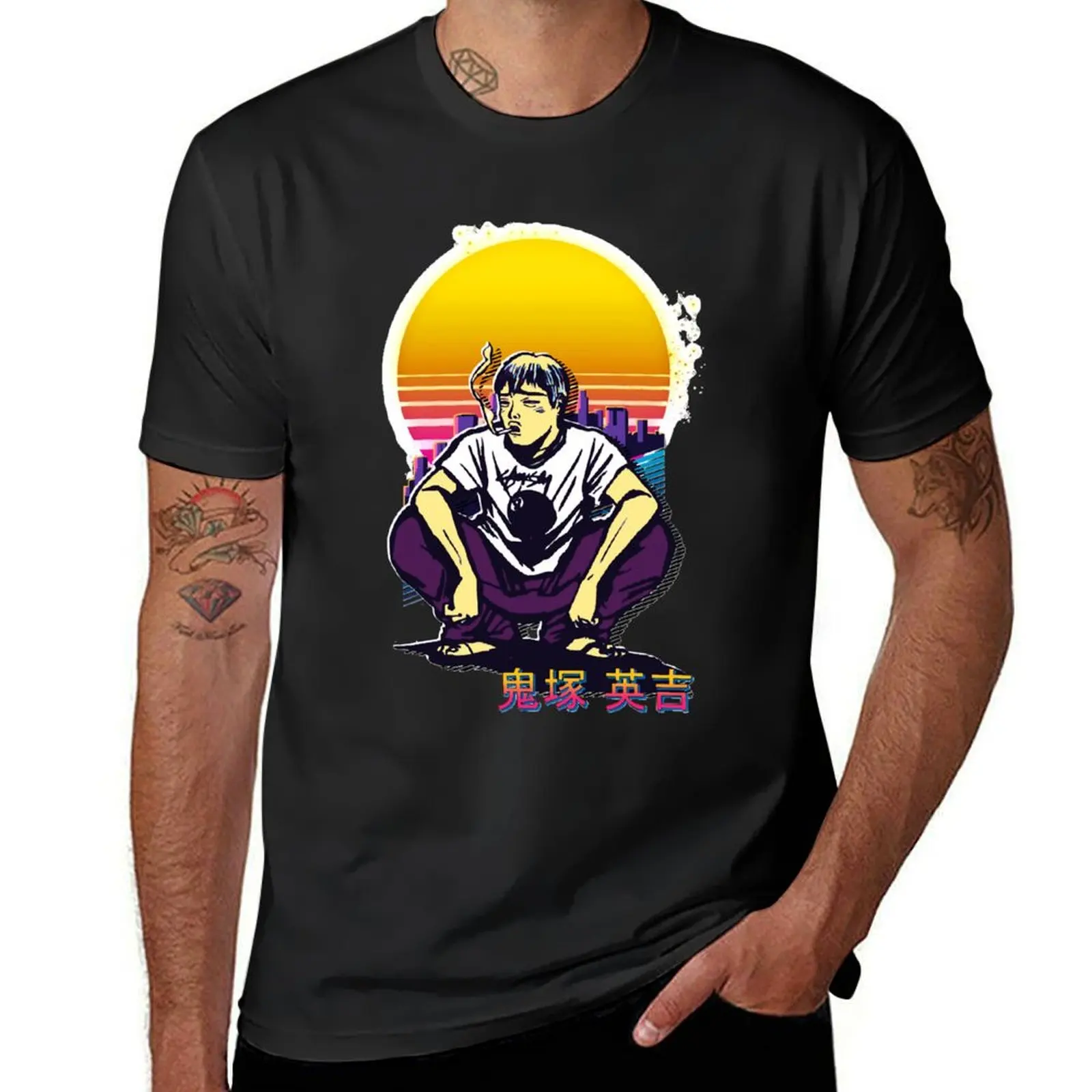 GTO Eikichi Onizuka Retrowave T-Shirt vintage quick drying summer tops t shirts for men