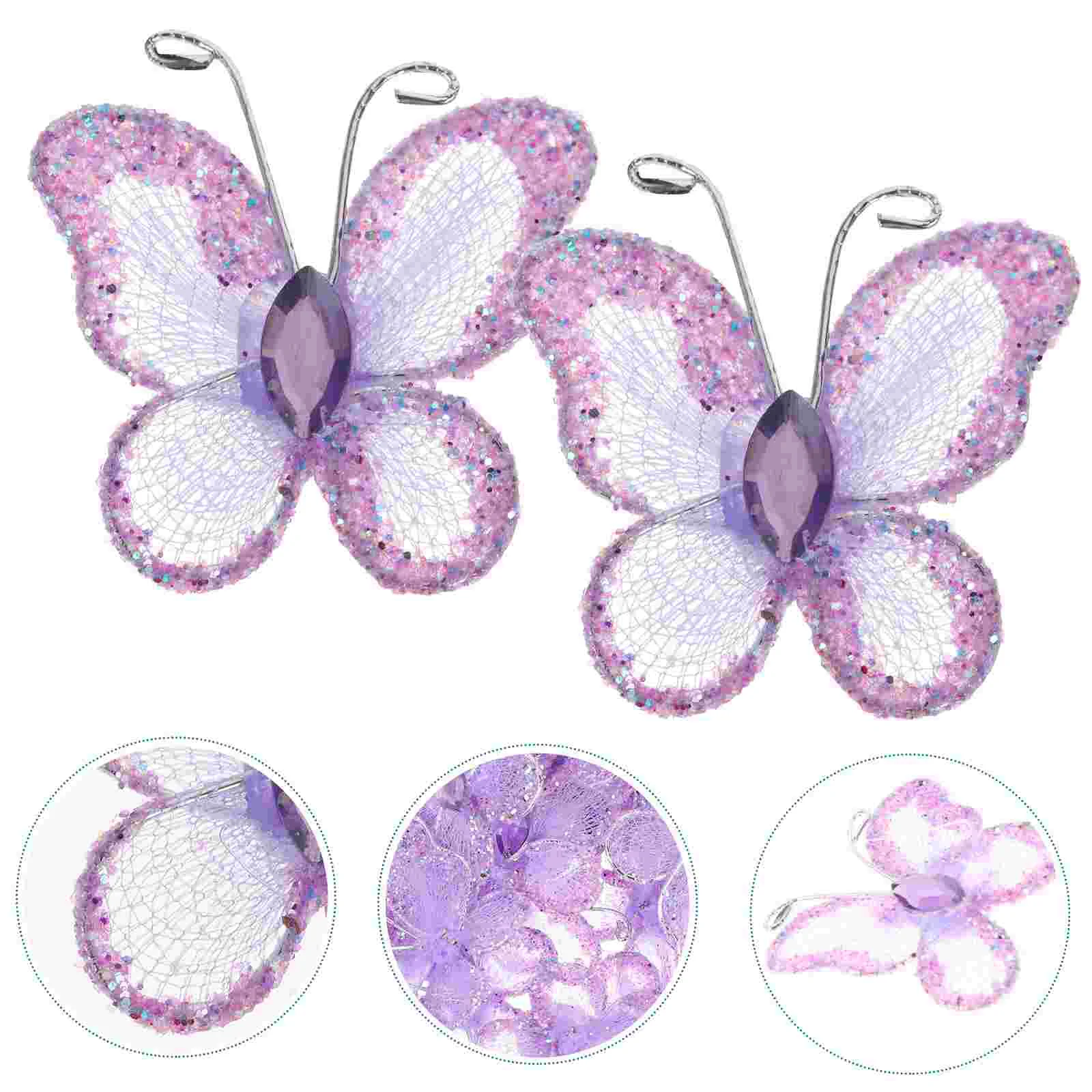 50 Pcs Wired Butterflies Glittering Mesh Wedding Decorations Favor Decorative Outdoor Garland Hair