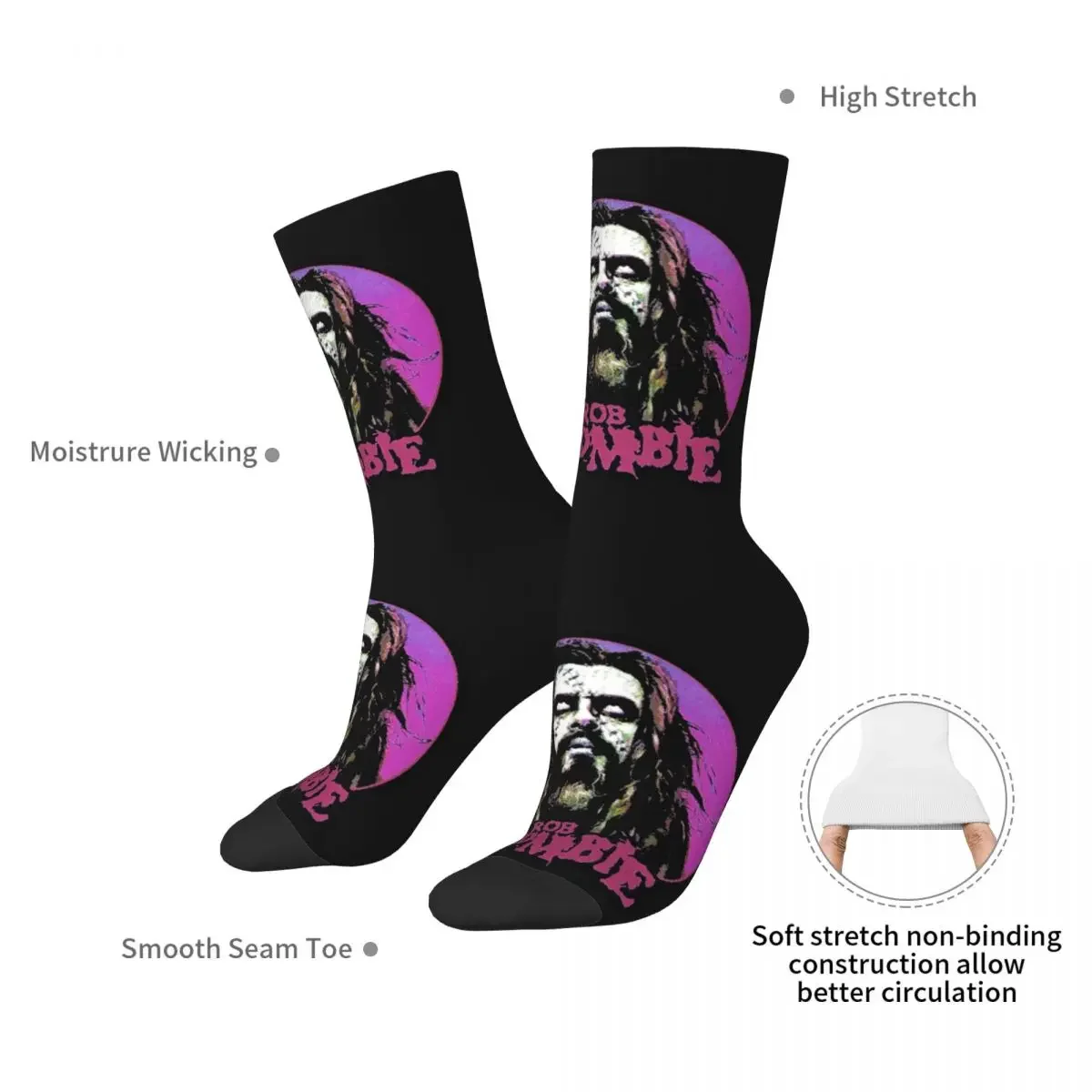 Vintage Rob Zombie Band Art Socks Harajuku Super Soft Stockings All Season Long Socks Accessories for Unisex Birthday Present