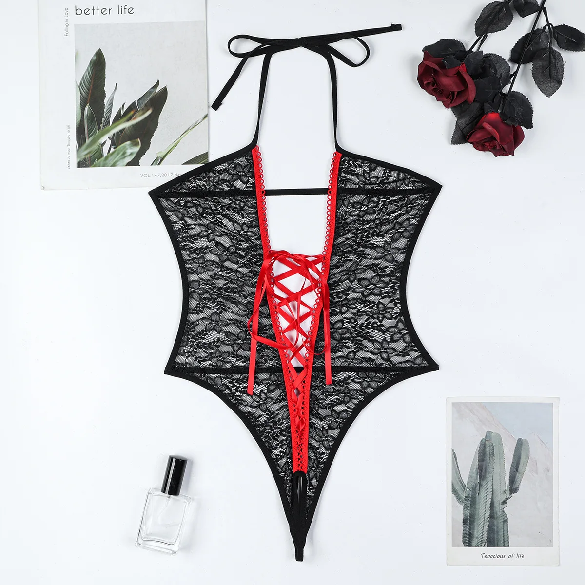 

Women Sexy Lace Exotic Set Backless See Through Lingerie Bodysuit Micro Bikini Thong Romper Underwear Exotic Apparel