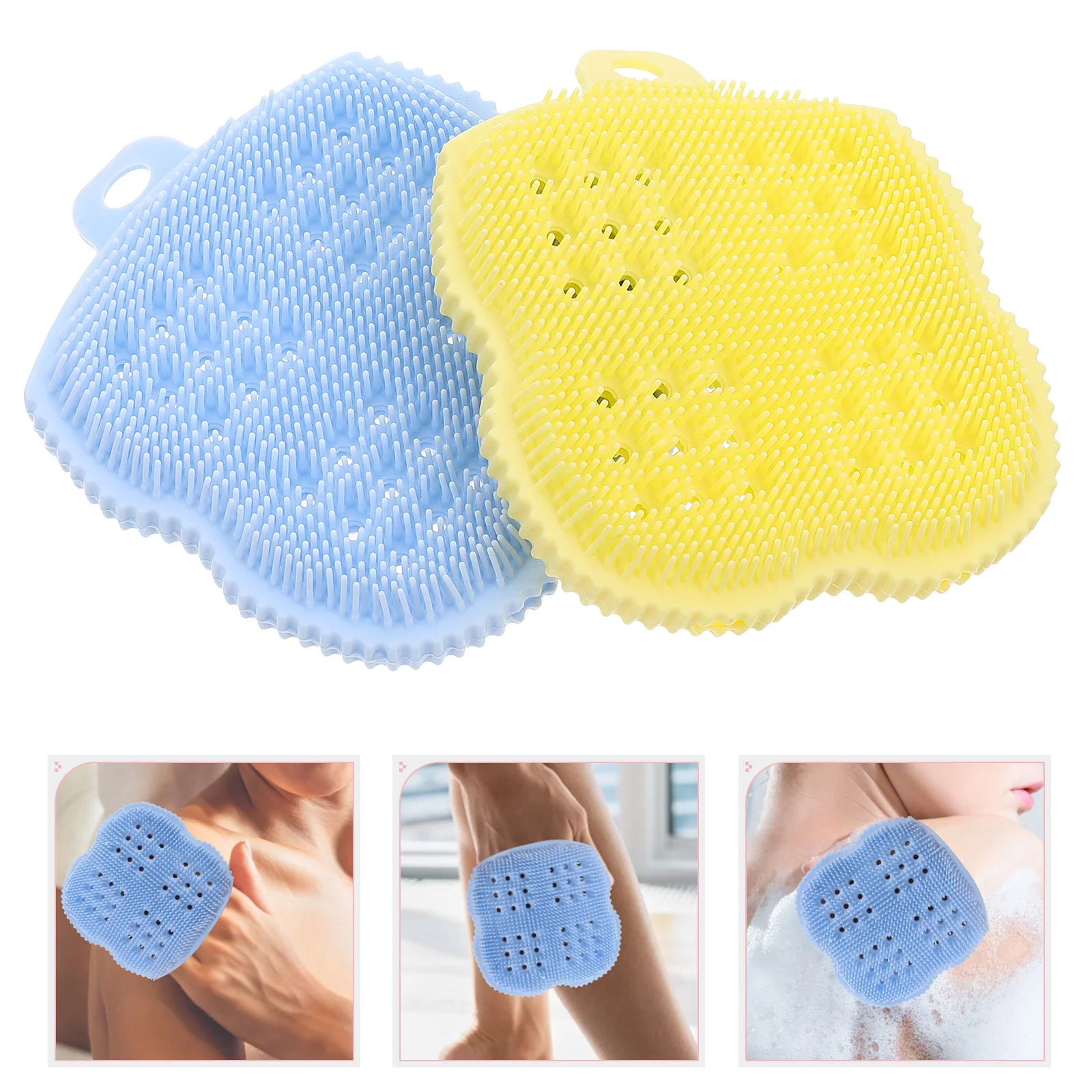 

2Pcs Silicone Body Scrubber Shower Brush Soft Bristles Exfoliating Bath Sponge Scalp Massager Shampoo Brush Shower Accessory