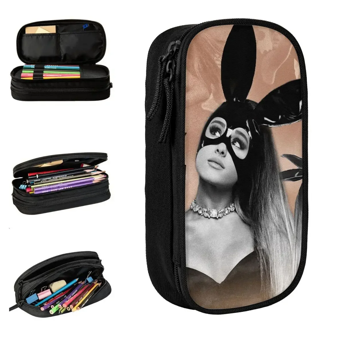Creative Singer Ariana Grandes Pencil Case Pencil Box Pen Box for Student Large Storage Bags Office Zipper Stationery