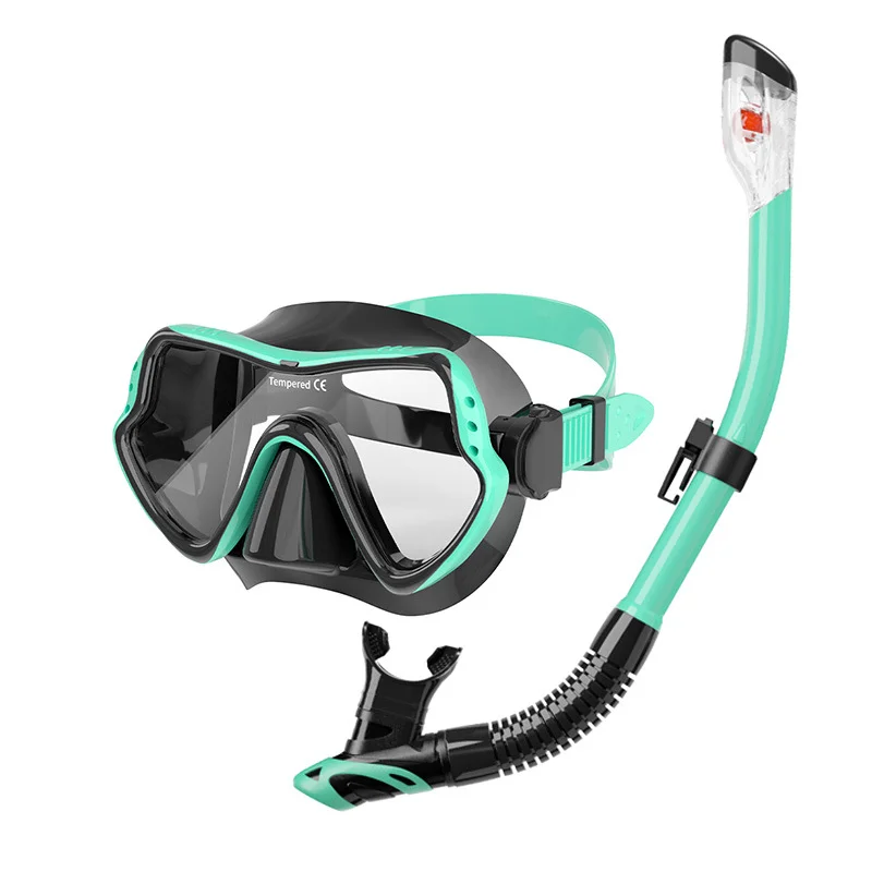 

Scuba Diving Mask Snorkel Set for Adults Tempered Glass Professional Panoramic Snorkeling Gear Swimming Training Snorkel Kit