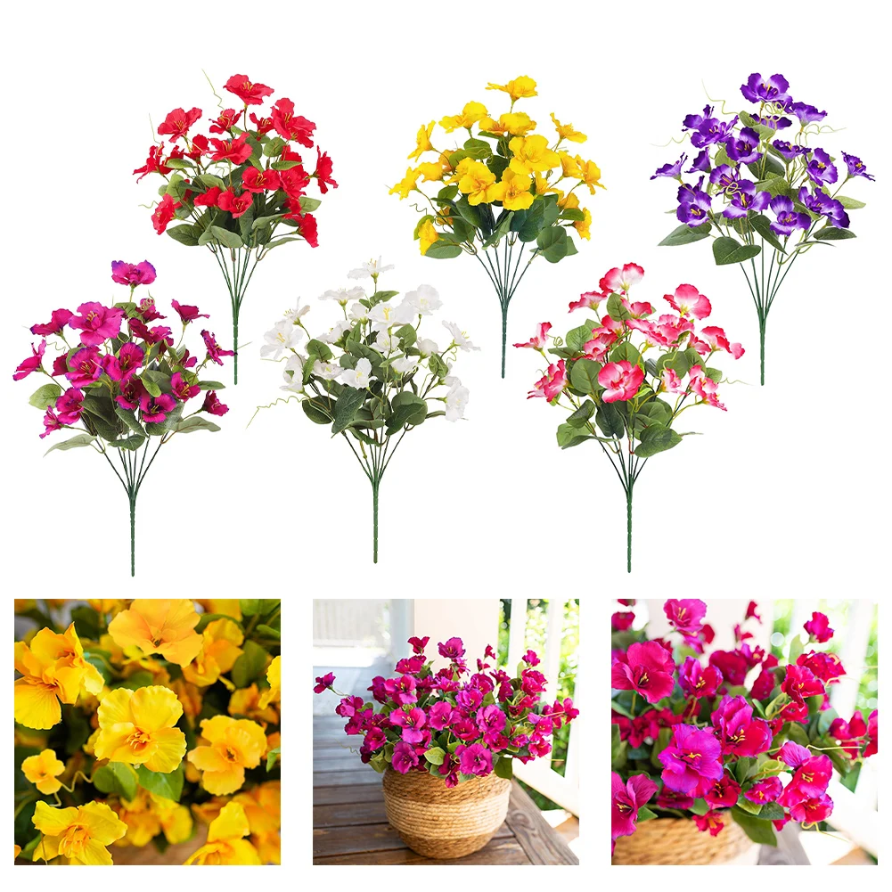 

Искусственные букеты гибискуса, 8 штук, 16,5 дюймов в длину, устойчивые к УФ-излучению, из искусственного шелка, для стильного декора