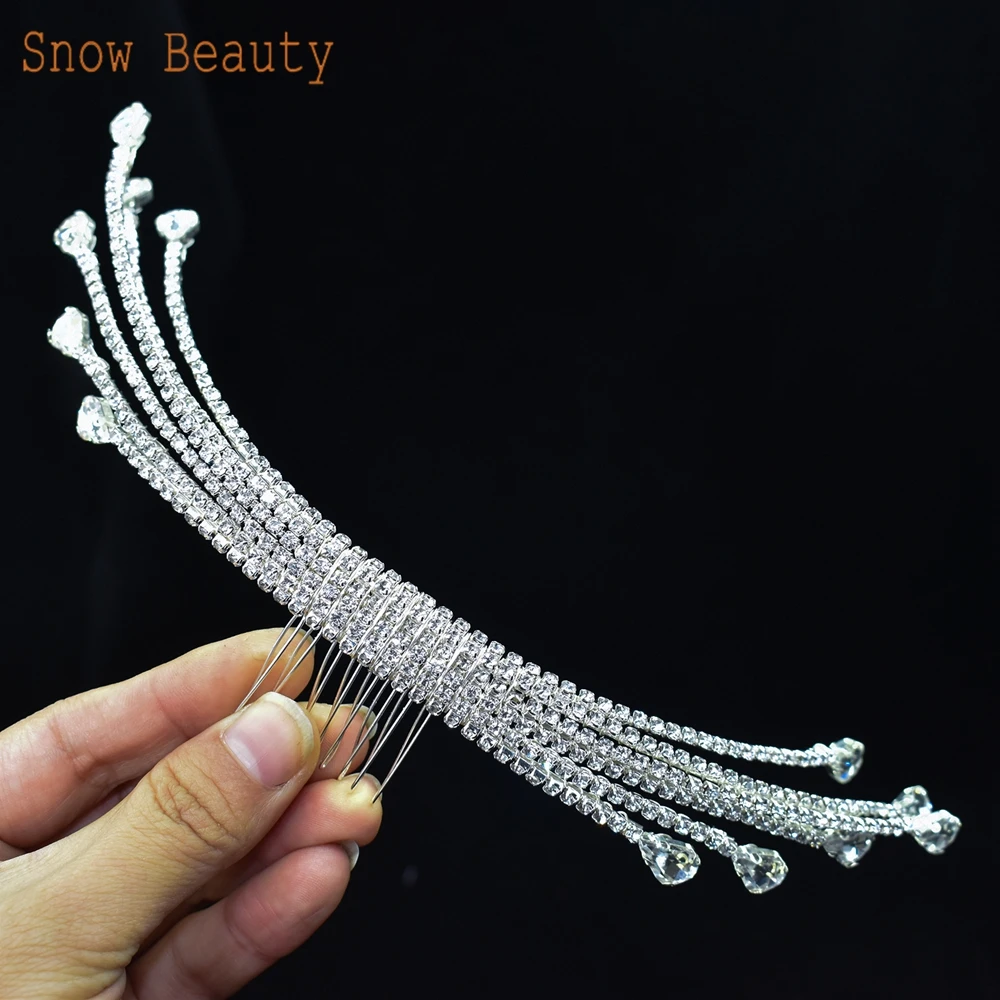 DZ038 Handmade Bridal Comb Wedding Headpiece Bride Hair Ornaments Hair Accessories for Party Crystal Rhinestones Hair Clips