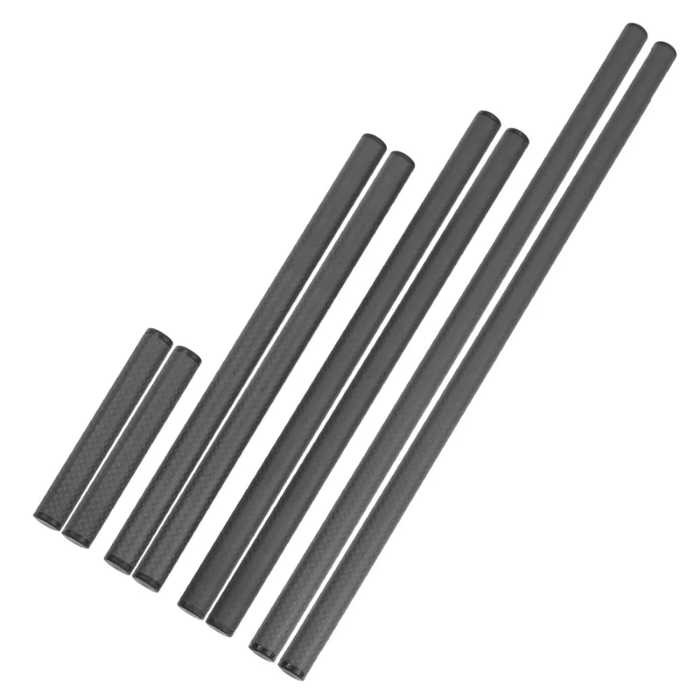 2 Stück 10cm 25cm 30cm 40cm Carbonfaserrohr mit 15mm Teleobjektivhalterung für Rig-Schienen-Klemmsystem Follow Focus SLR-Kameras – Detail 31