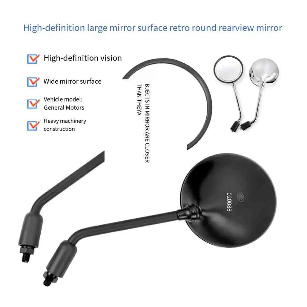 For QJMOTOR SRV300 SRV 300 Retro round rearview mirror with high gold reflector metal rearview mirror
