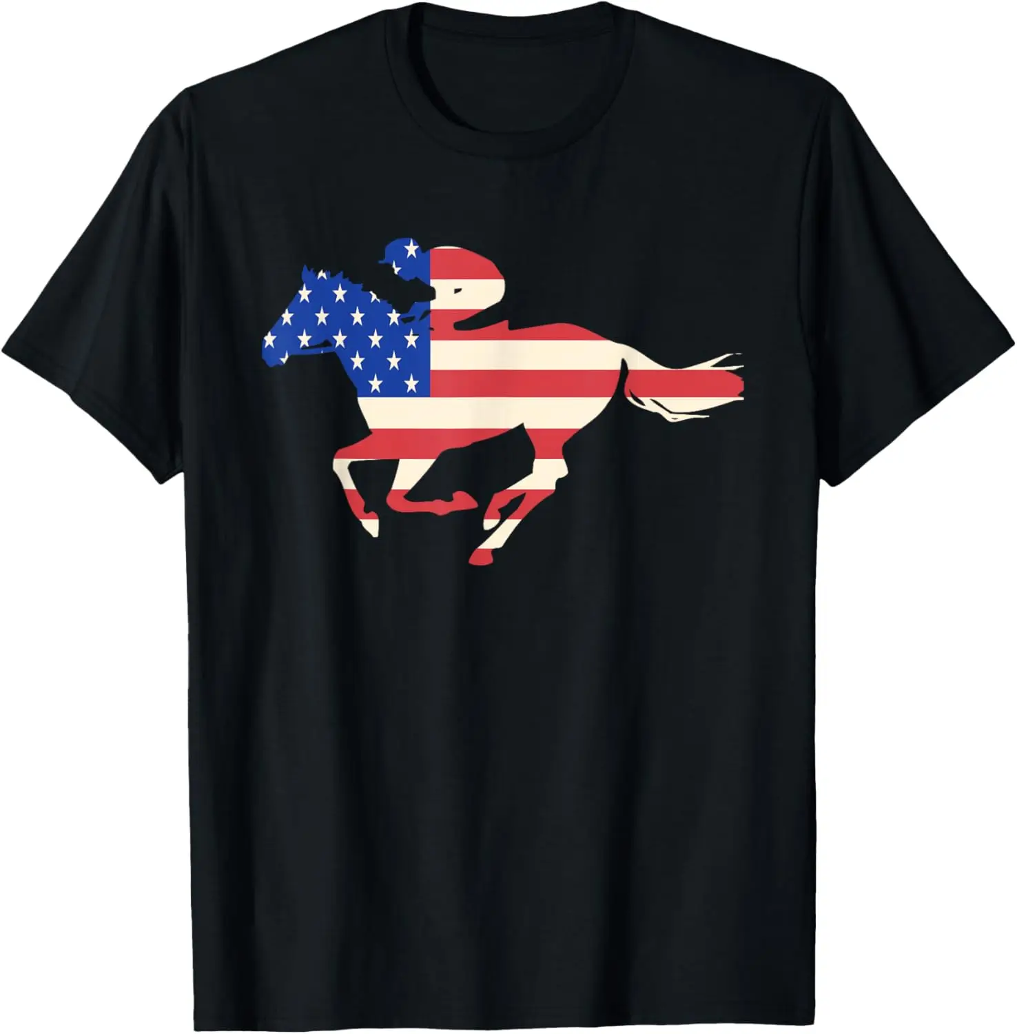 Horse Racing T-shirt American Flag Equestrian Jockey Gift