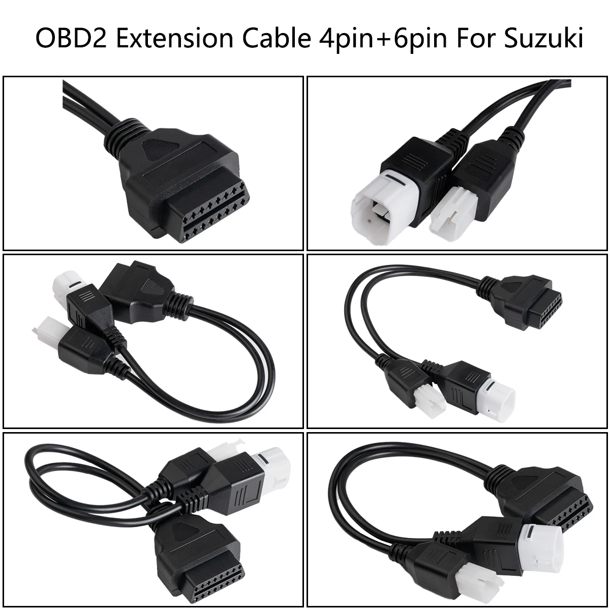 2 in1 OBD2 Adapter for Harley/Yamaha/Suzuki/Honda Motorcycle 6Pin 4Pin 3Pin Diagnostic Scanner Connector OBD Extension Cable