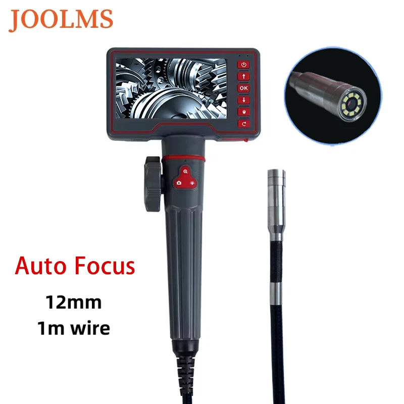 12mm Auto Focus Endoscope Camera Two-way 180° Rotating Articulating Borescope With 5inch IPS Screen 1080P For Car Sewer Repair