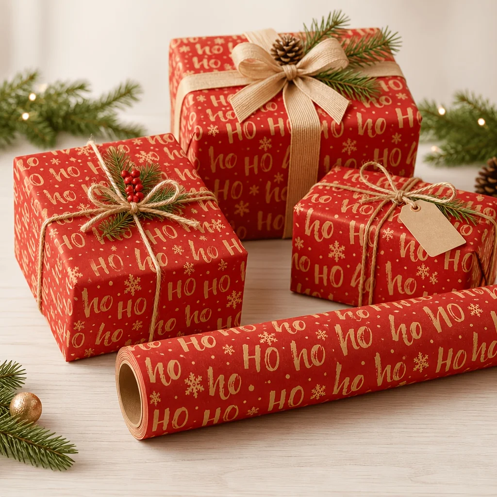 Weihnachts-Kraftpapierrolle, verdicktes Vintage-Kraftpapier, für Weihnachtsgeschenke, Blumensträuße, Partys, Feiertagsdekoration
