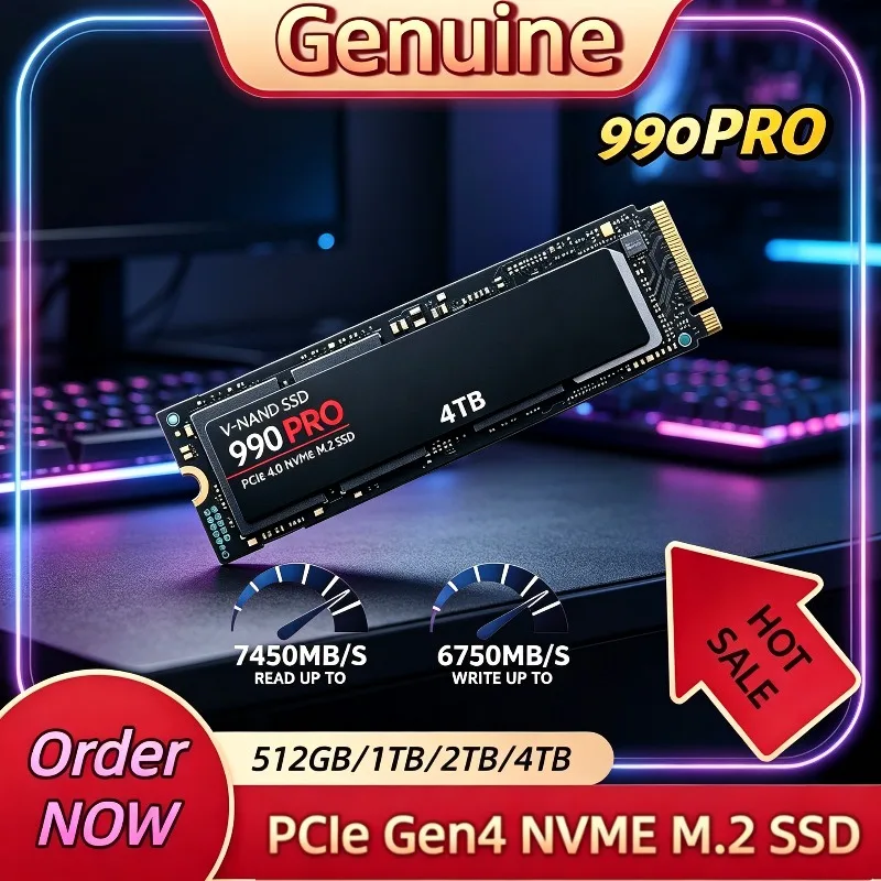 Genuine 990 PRO 512TB-4TB Internal NVMe SSD, PCIe Gen4, Nickel-Coated Heat Sink, Stable Flagship Performance for High-End PCs