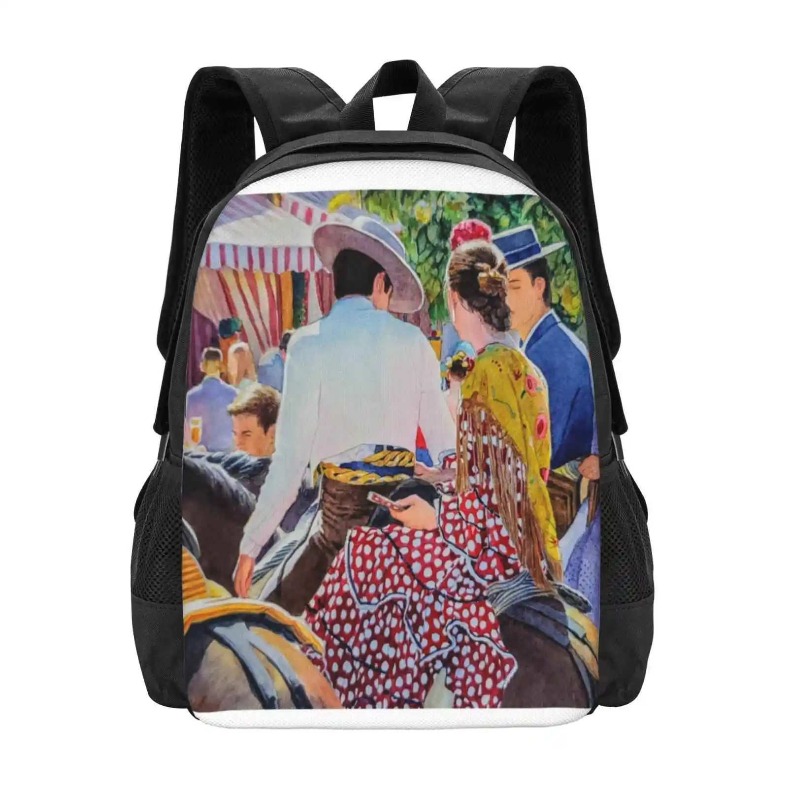 Friends In Seville Hot Sale Schoolbag Backpack Fashion Bags Seville Spain Flamenco Feria De Abril Sevilla Gitana Andalucia