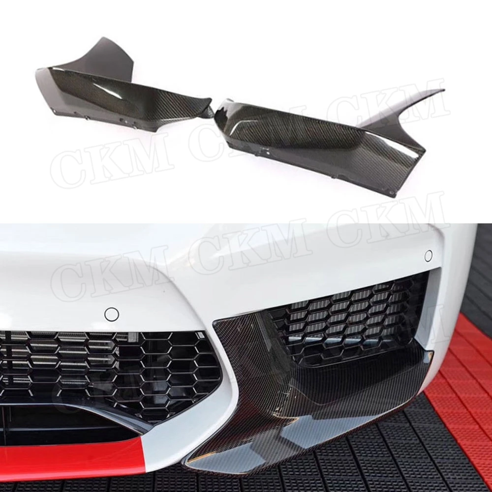 

CKMUUER Carbon Fiber Front Splitter Pieces Front Corner Bumper Lip Spoiler Protector For BMW 5 Series F90 M5 M Style 2018 2019