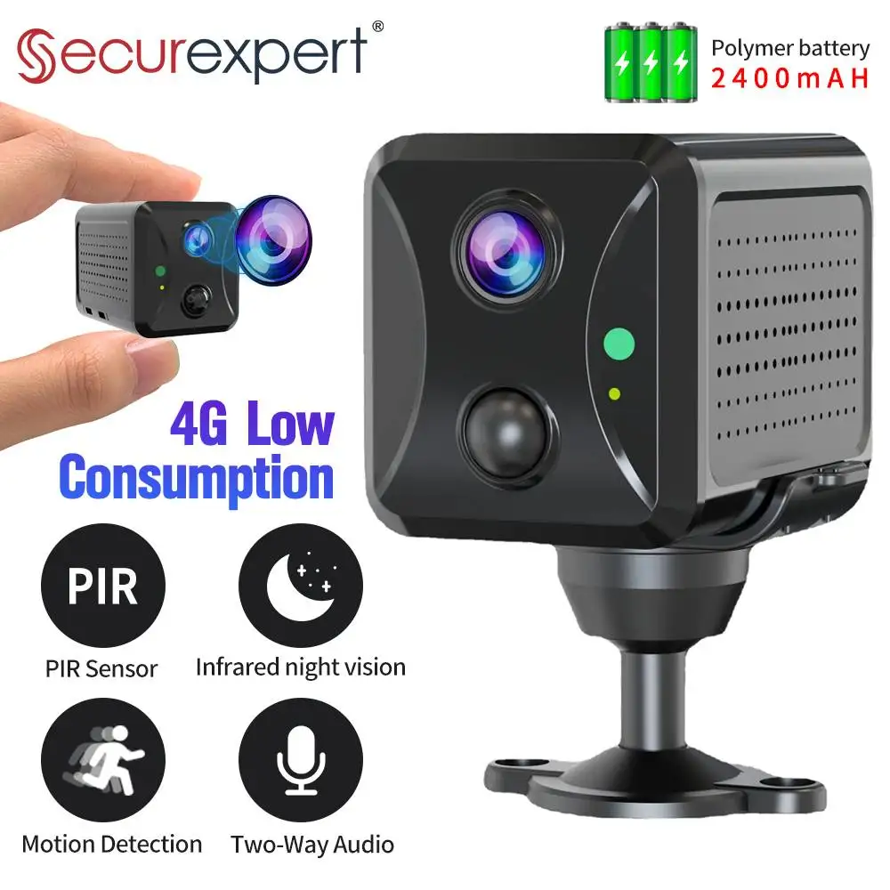 

Mini 4G Security Camera SIM Card Wifi 5MP Survalance IP Camera 2400mAh Low Power Voice Intercom CCTV Camera Ubox App