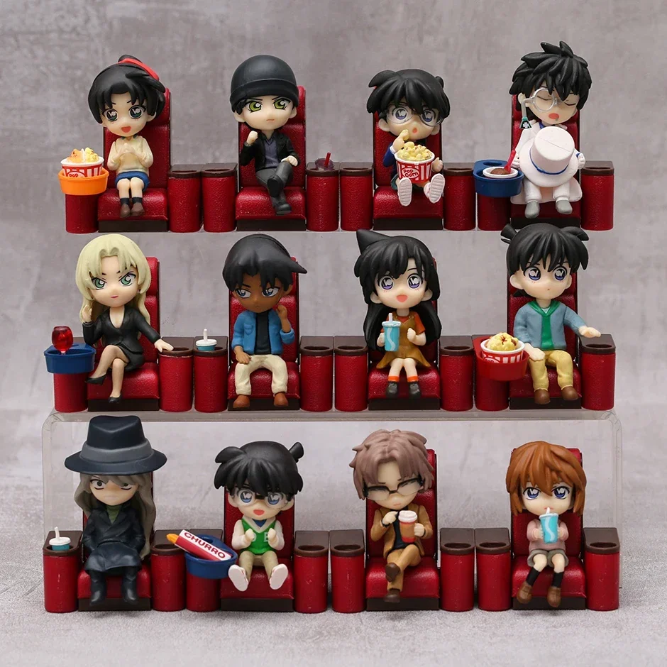 Detective Conan Movie Theater Kudou Shinichi Mouri Ran Haibara Ai Shuichi Akai Cute PVC Figures Figurine Toys Set