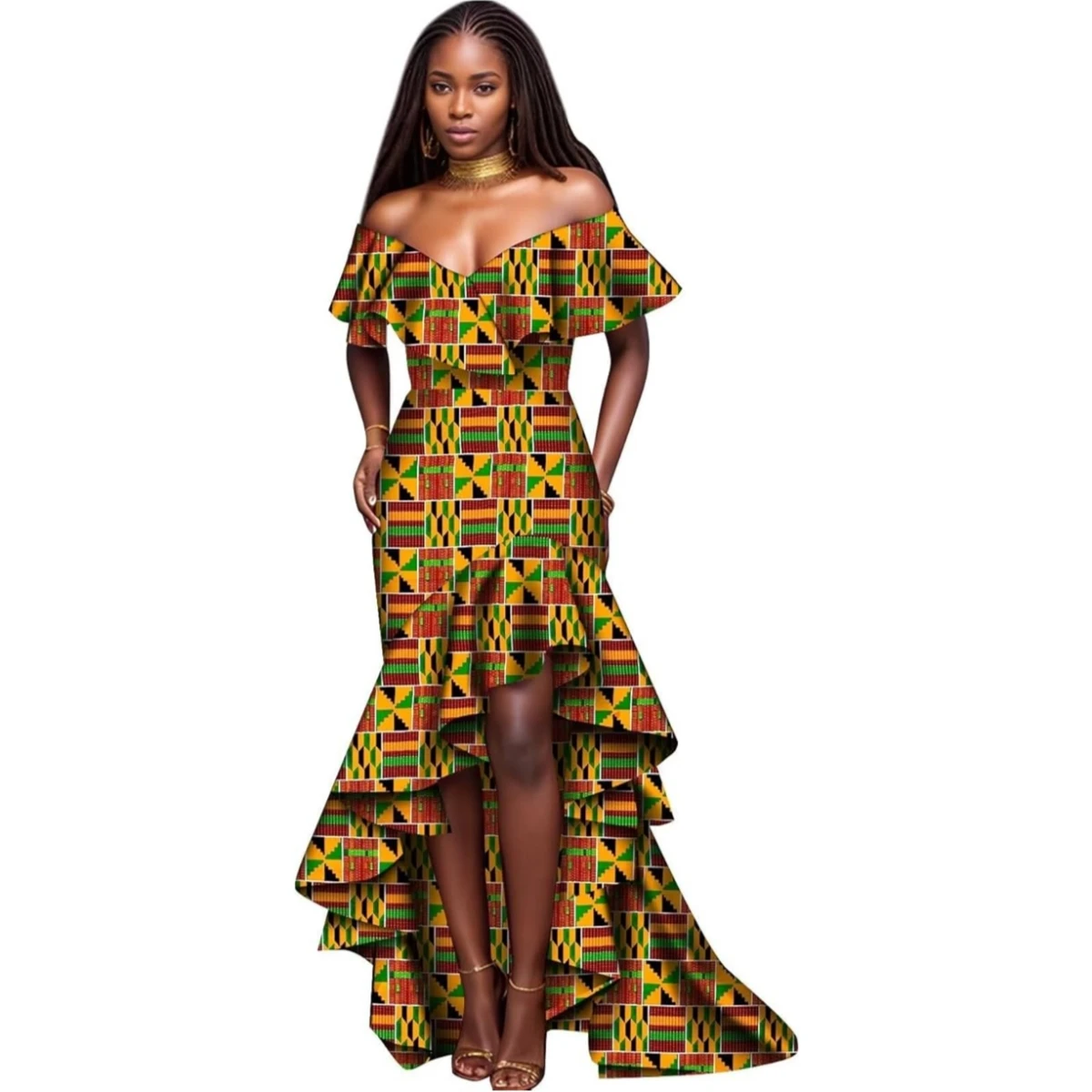 Customize BintaRealWax African Traditional Clothes for Women Wedding Ankara Print Lady Dashiki Party Dresses Robe Dress wy2248