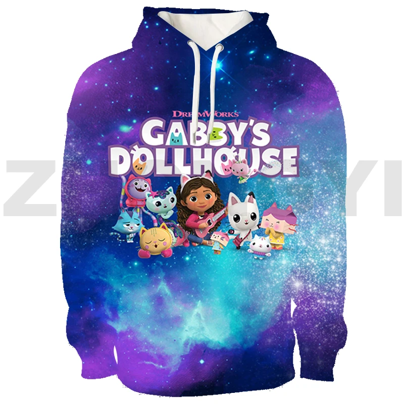 

Popular Cartoon Gabby's Doll House Hoodies Women Harajuku Streetwear Anime Pullovers Merch 3D Gabbys Dollhouse Kawaii Clothes