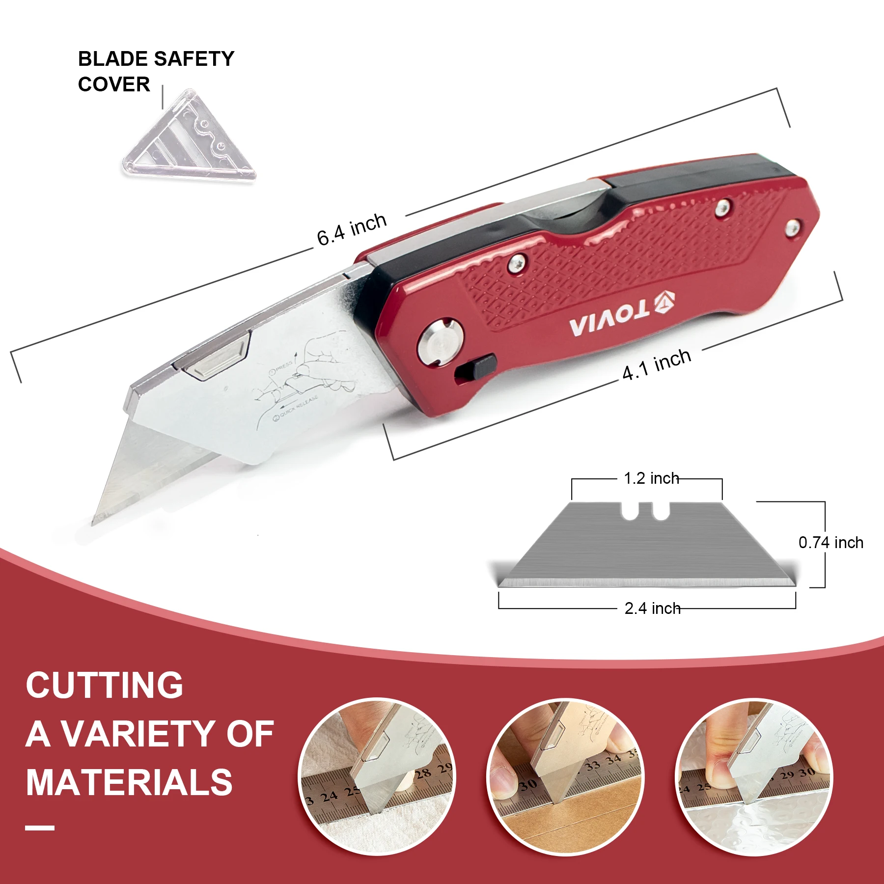 T TOVIA Folding Utility Knife Quick Change Box Cutter Blades with Blade Storage Design,Box Knife for Cartons,Cardboard and Boxes