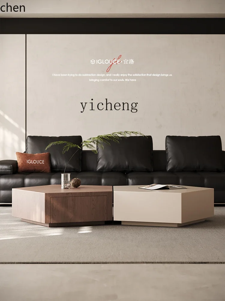 HYS coffee table solid wood modern simple living room small apartment storage Nordic storage tea table
