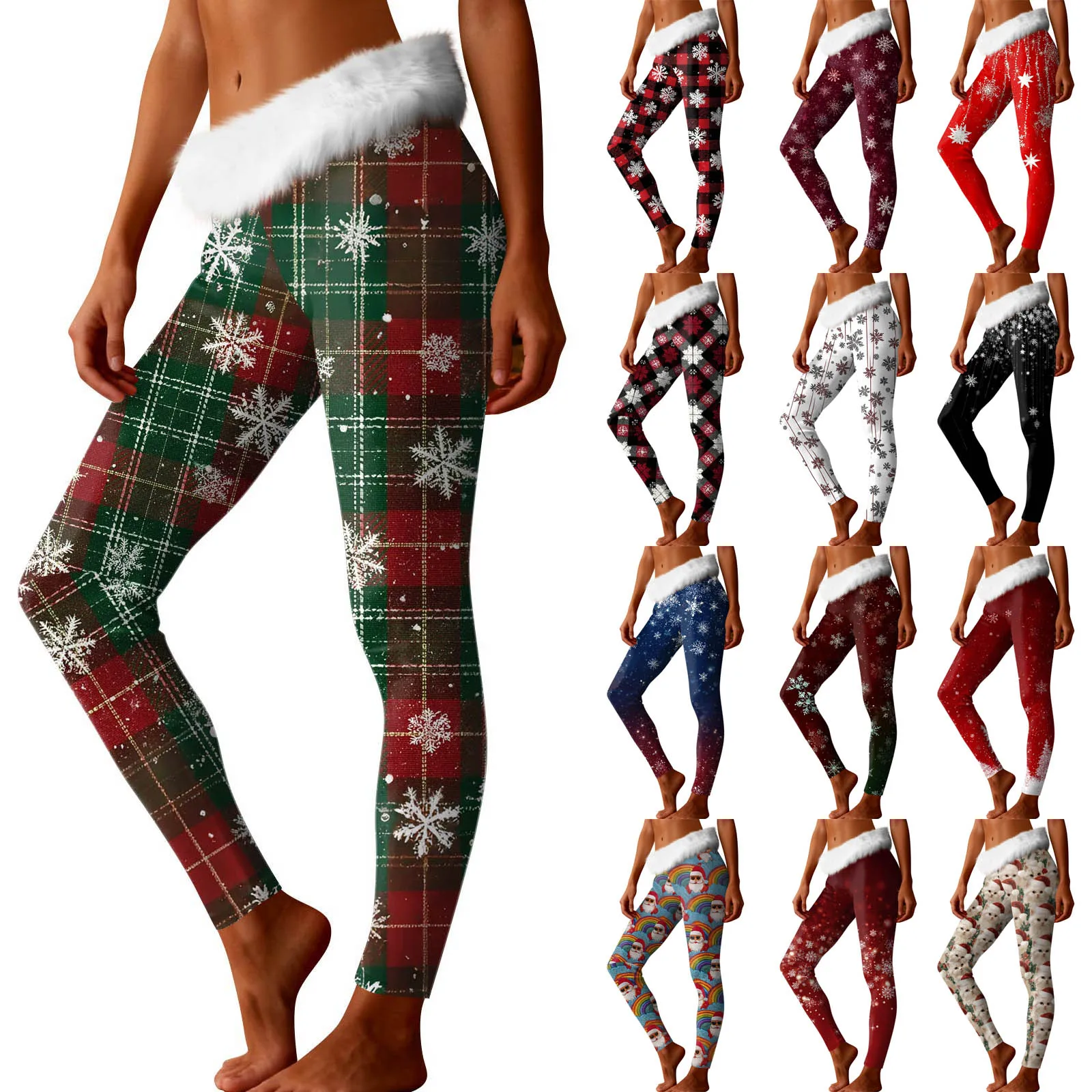 Casual legging Kerstprint Casual bont Patchwork Modieuze damesbroek en casual broek in verschillende stijlen Festival