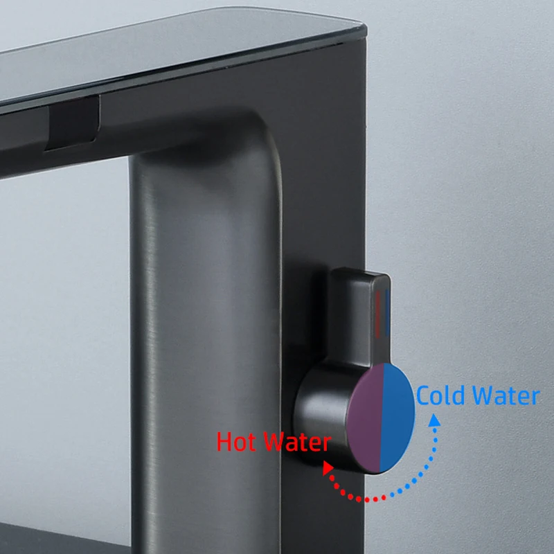 LED Digital Touchless Faucet Bathroom Infrared Motion Sensor Tap Basin Sink Hot Cold Mixer Brass Crane Modern Luxury Battery Tap