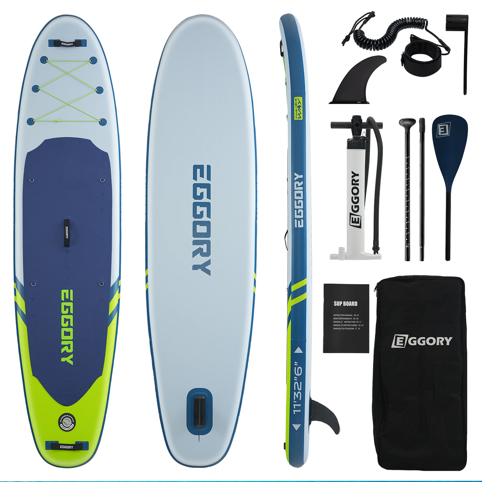 EGGORY 11FT 34 " Extra Breed Opblaasbaar Stand Up Paddle Board Kwallenpatroon Ultra-Stabiel ISUP 10L Droge Tas Volwassenen SUP Board
