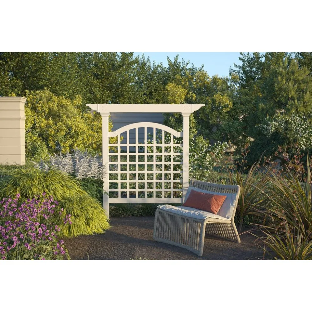

Manchester White Vinyl Trellis – 60" X 82" PVC Lattice Privacy Screen for Climbing Plants & Vines, BPA, Customized