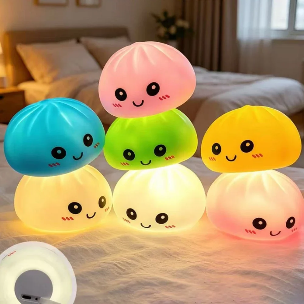 Leuchtender Bubble-Spitting-Steamed-Bun-Stressball: Realistisches Lebensmittel-Design, Ästhetisches Büro-Schreibtisch-Deko-Spielzeug zur Stresslinderung – Detail 6