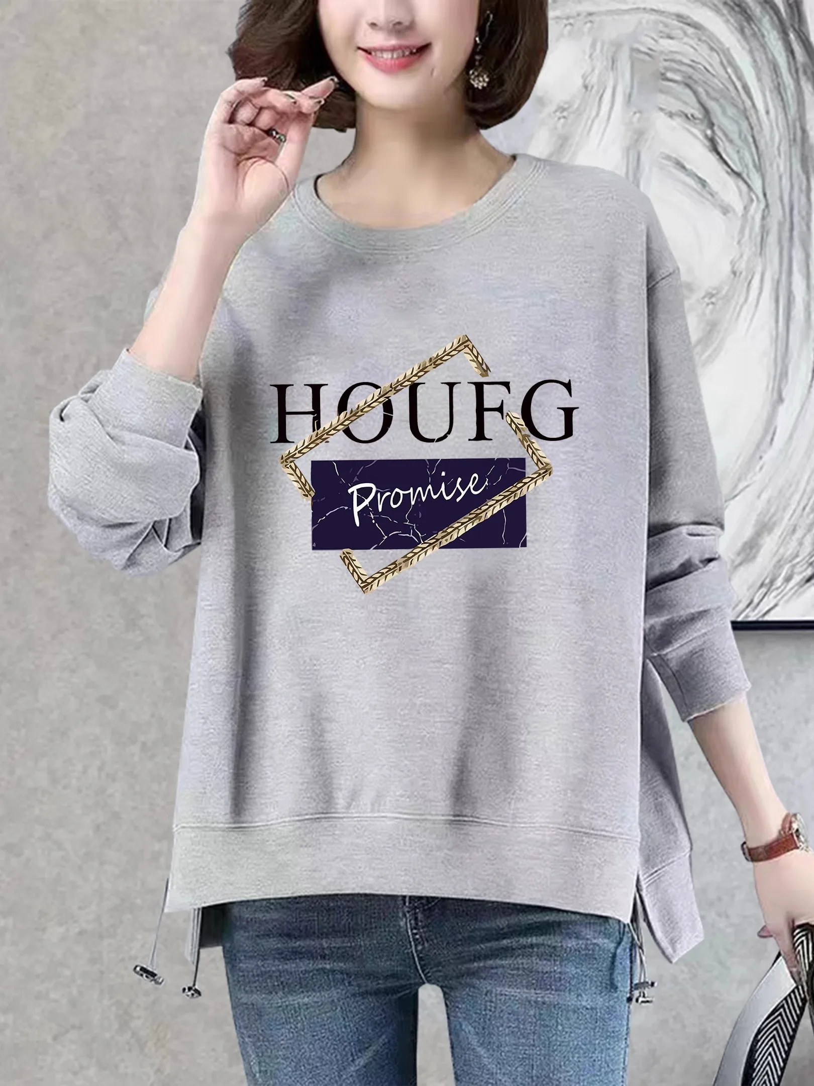 

Женская круглая хлопковая толстовка с капюшоном Ne Long Sve Thiened, осень-зима, свободная посадка в Корейском стиле, универсальная новая футболка...