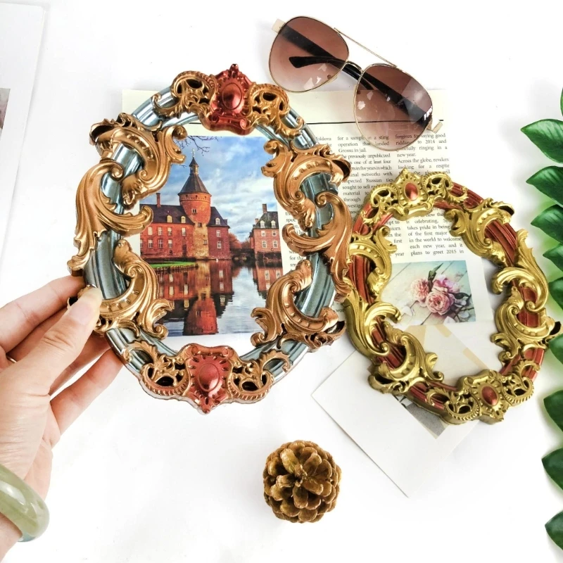 Photo Frame Moulds Epoxy Resin Moulds Oval Shape Silicone Clay Molds Picture Frame Moulds Silicone Hand-Making Accessories