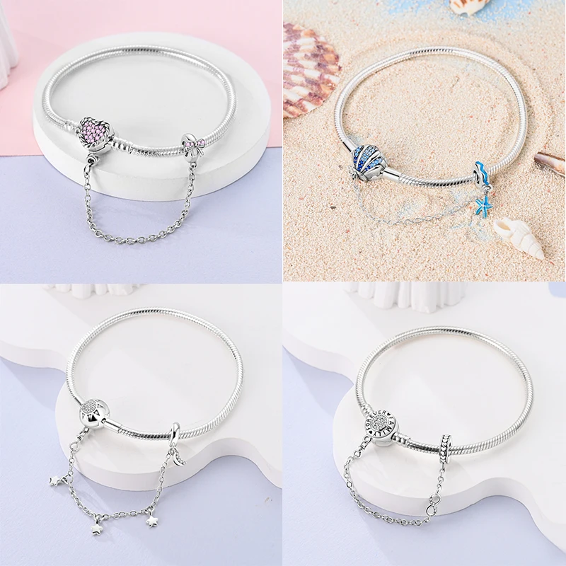 For Women 17-20CM S925 Sterling Silver Heart Rose Text Sun Woven Original Design Bracelet Fit For Wedding Fine Jewelry Making
