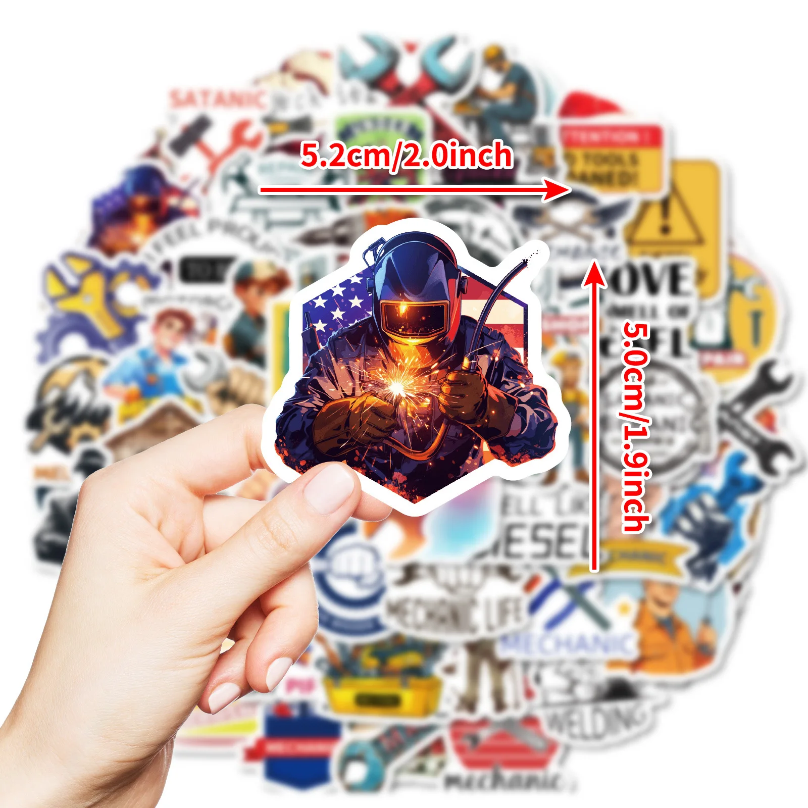 10/30/50PCS Artificer Mechanical Maintenance Stickers Funny Cartoon Sticker DIY Diary Scrapbook Luggage Laptop Bike Guitar Decal