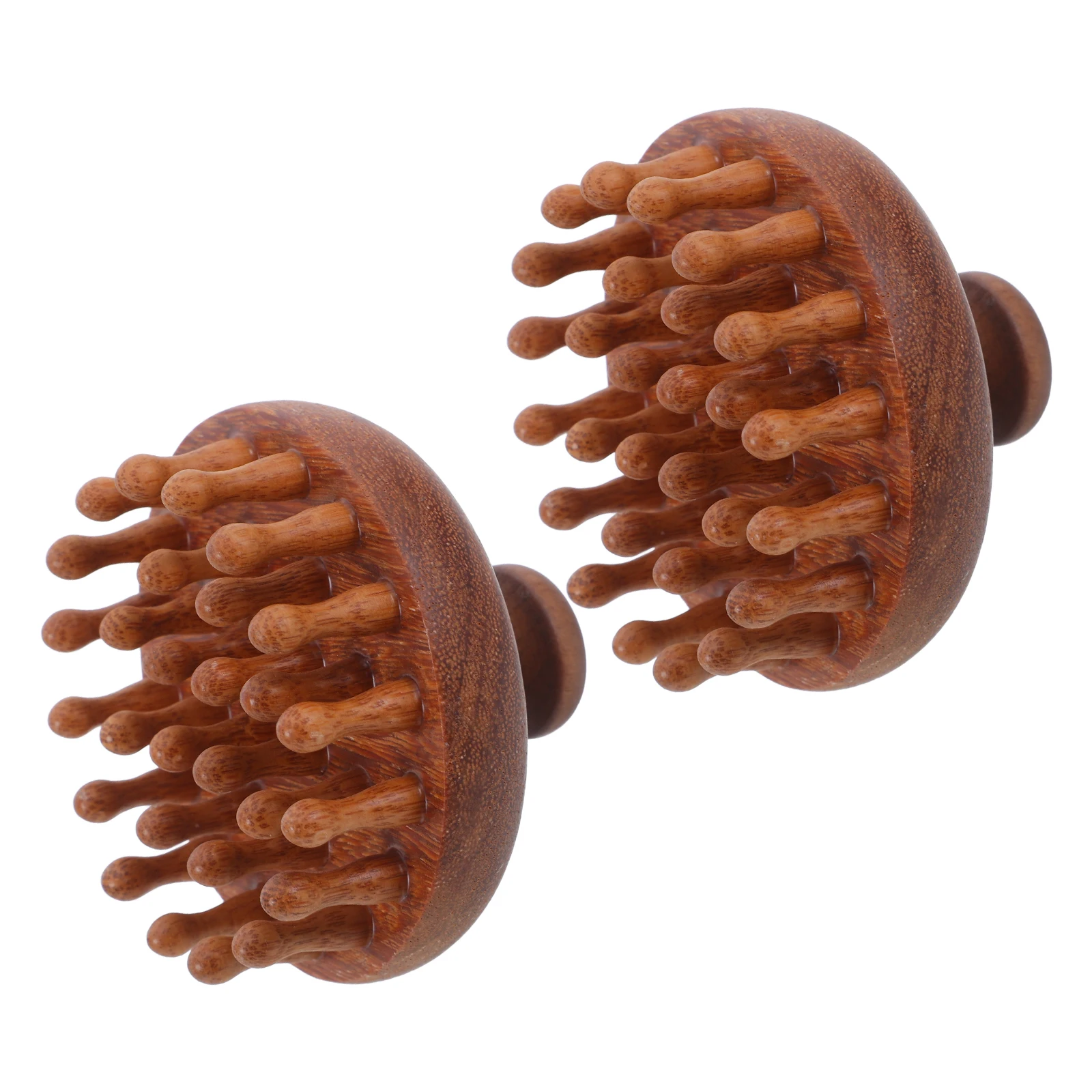 

2Pcs Scalp Massage Comb Wooden Handheld Detangler for Hair Growth Large Tooth Gua Sha Brush Meridian Massager Tool Brown